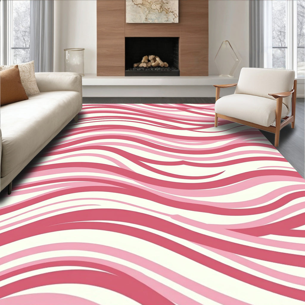 Pink Waves Pattern Rug