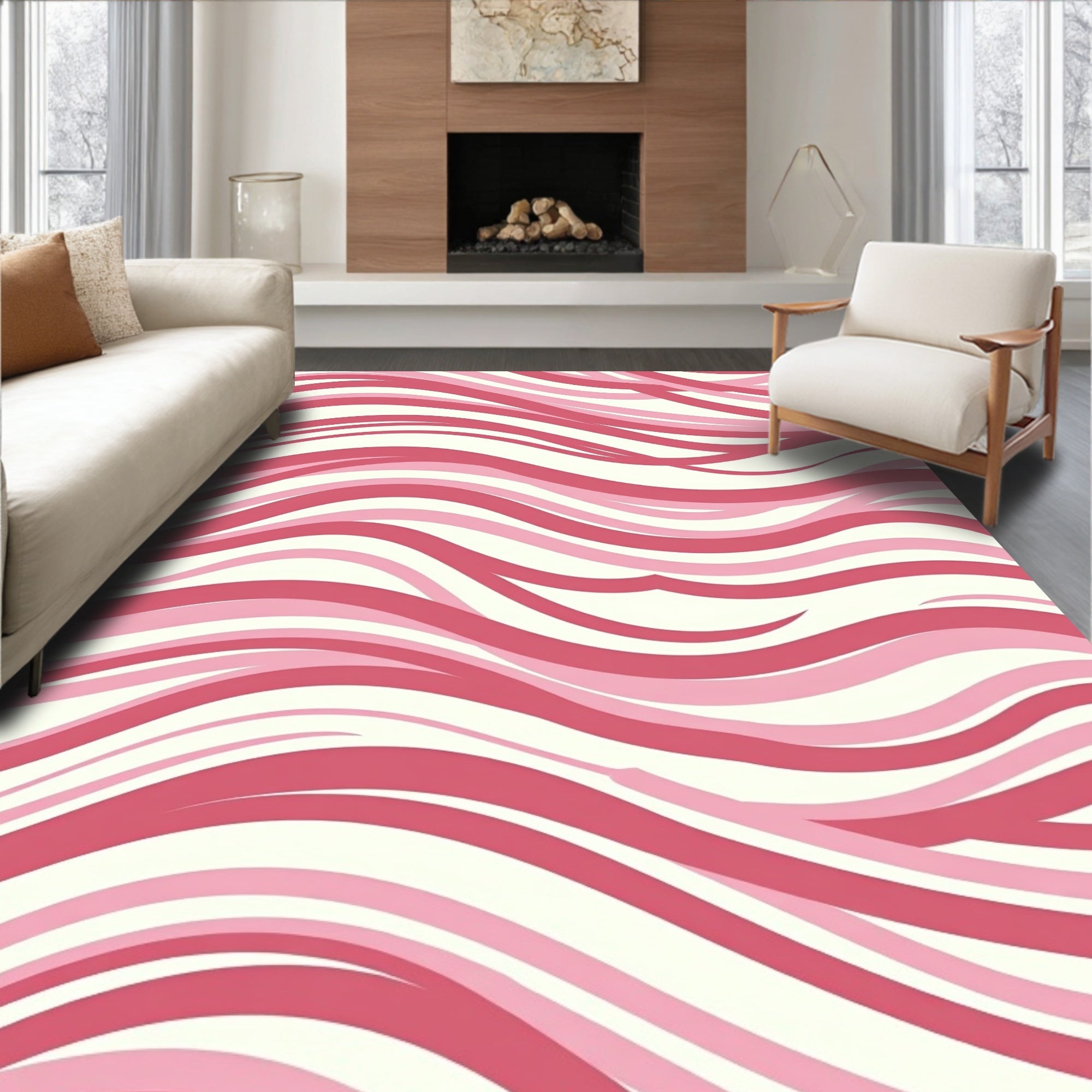 Pink Waves Pattern Rug