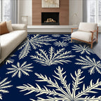 Navy Blue Floral Starburst Pattern Design Rug