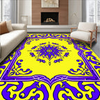 Vibrant Purple Floral Frame Design Rug
