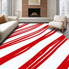 Crimson White Diagonal Stripe Rug