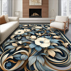 Elegant Floral Swirls Pattern Rug