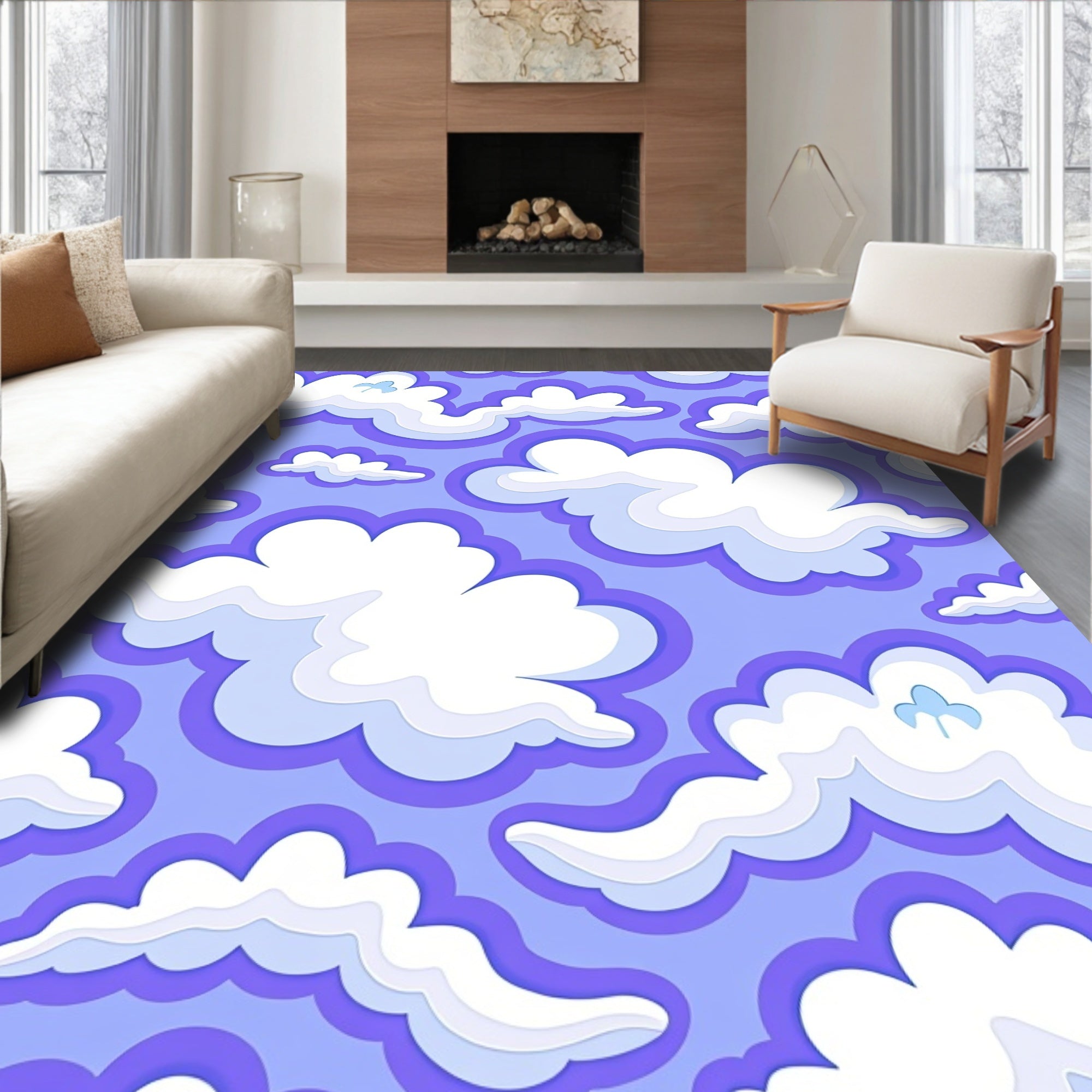 Lavender Sky Cloud Pattern Rug