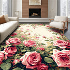 Vintage Rose Garden Floral Design Rug