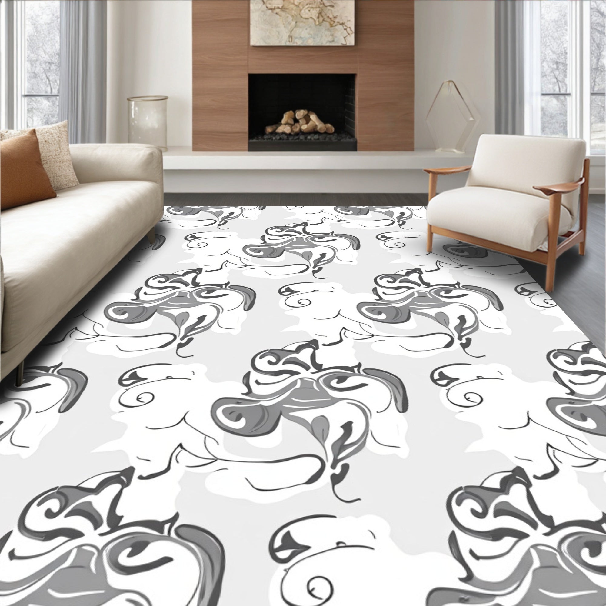 Abstract Swirls Clouds Texture Design Rug