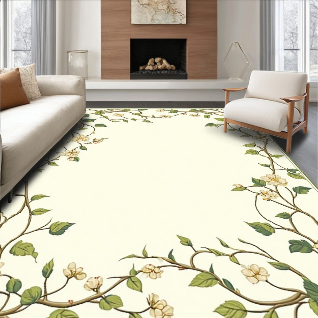 Vine Blossom Border Pattern Rug
