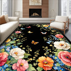 Vibrant Floral and Butterfly Pattern Rug