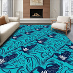 Abstract Teal Swirling Lines Design Rug