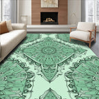 Intricate Floral Mandala Green Pattern Rug