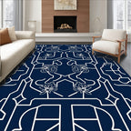 Navy White Floral Gate Composition Rug