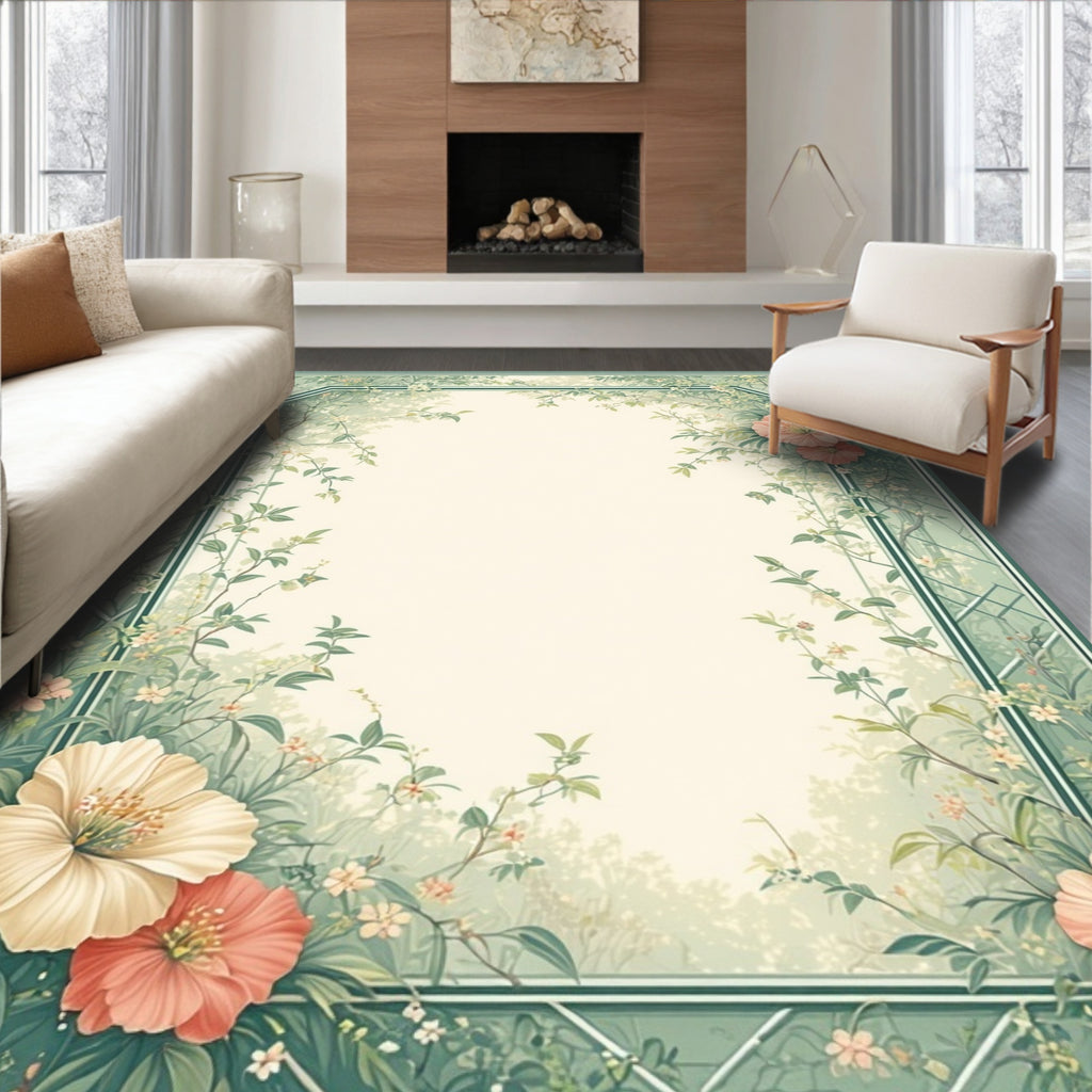 Ornate Floral Vine Pattern Rug