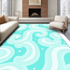 Cool Aqua Swirls and Dots Pattern Rug