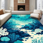 Aquatic Life Coral Reef Scene Rug