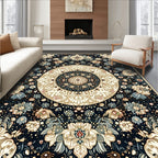 Ornate Floral Mandala Dark Pattern Rug