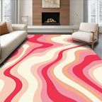 Retro Pink Swirl Abstract Rug