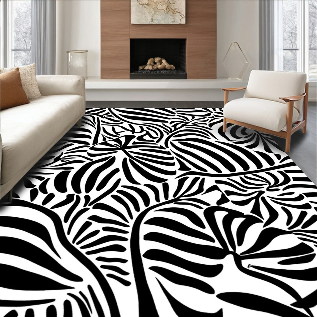 Bold Zebra Stripe Abstract Design Rug