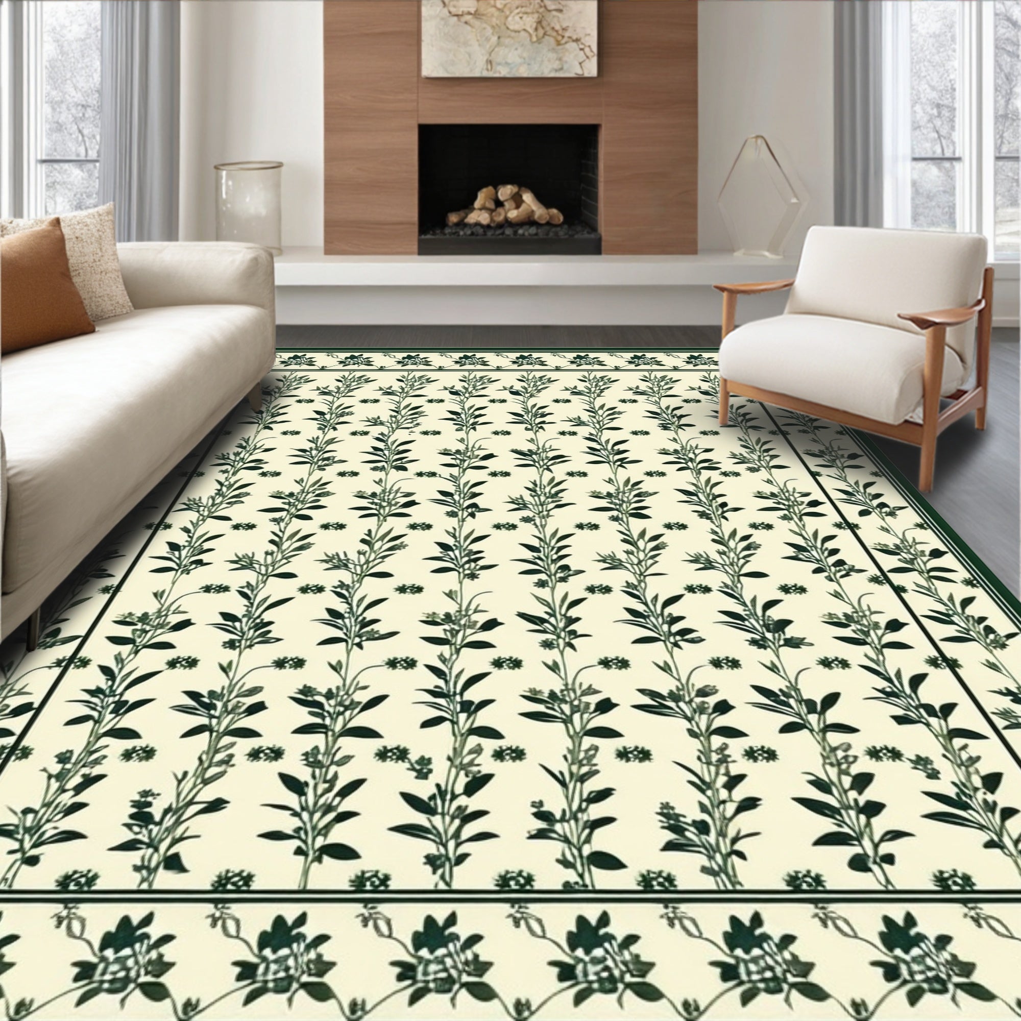Botanical Vine Scroll Pattern Rug