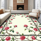 Floral Vine With Pink Roses Design Rug