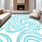 Curvy Blue Line Abstract Design Rug