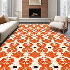 Vibrant Orange Symmetrical Organic Pattern Rug