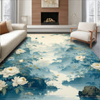 Misty Mountain Peony Landscape Rug