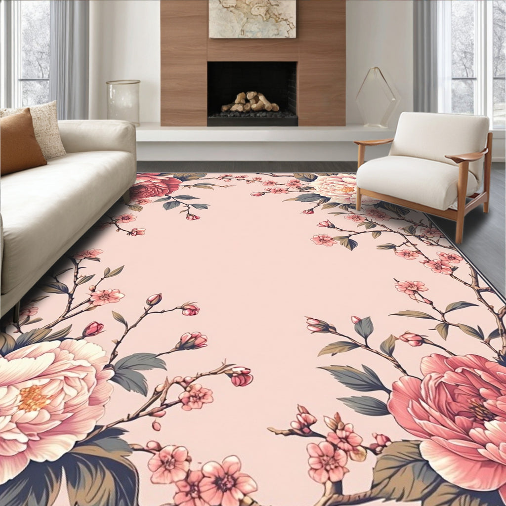 Floral Branches Delicate Pink Rug