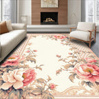 Vintage Peony Blossom Scrollwork Rug