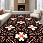 Coral And Ivory Floral Medallion Design Rug
