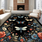 Whimsical Floral Insect Tapestry Pattern Rug