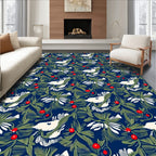 White Birds Red Berry Evergreen Trail Rug