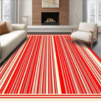 Bold Red White Vertical Stripe Pattern Rug