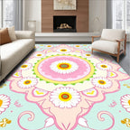Floral Mandala Inspired Pastel Design Rug