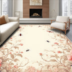 Floral Insect Pattern Cream Rug