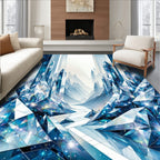 Geometric Crystal Landscape Blue Rug