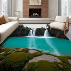 Cascading Waterfall Turquoise Lake Rug