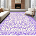 Intricate Lavender Floral Pattern Rug