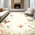 Whimsical Butterflies Floral Garden Design Rug