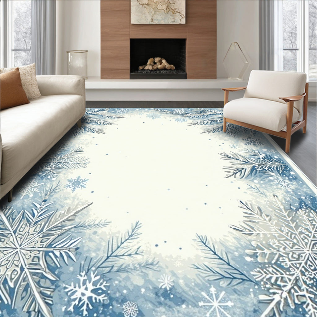 Winter Wonderland Snowflake Design Rug