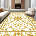Ornate Golden Floral Medallion Rug