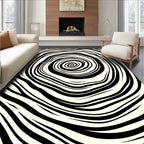 Bold Swirls Black Cream Pattern Rug