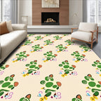 Playful Green Dot Leaf Pattern Rug