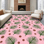 Pink Green Fern Floral Scatter Rug