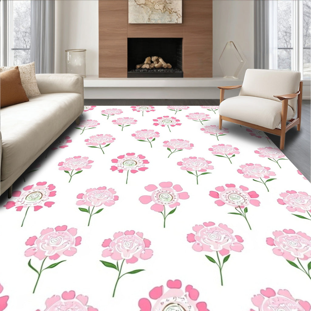 Pink Floral Pattern Design Rug