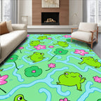 Groovy Frogs And Pink Flowers Pattern Rug