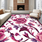 Rich Pink Floral Vines Rug