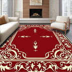 Crimson Ivory Ornate Scroll Border Rug