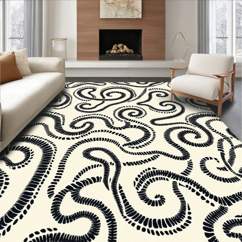 Swirling Linear Dot Pattern Rug