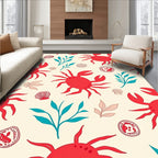 Red Crab Sea Life Pattern Rug