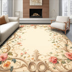 Whimsical Floral Scrollwork Pastel Rug