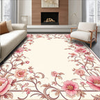 Elegant Pink Floral Vine Pattern Rug